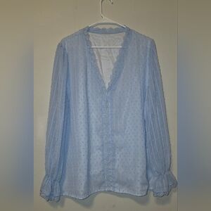 Light Blue Lace Trim Blouse